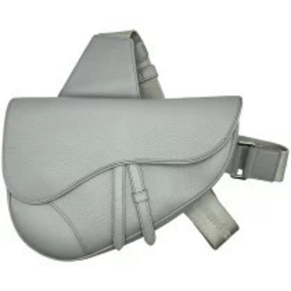 Christian Dior Saddle Shoulder Bag Gray Leather